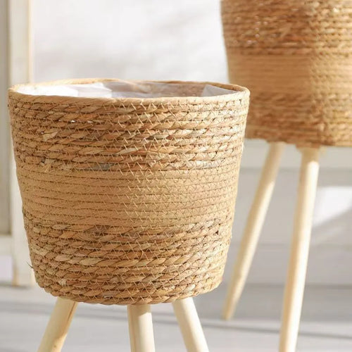pot en bois tressé pour fleurs et rangement décoratif intérieur - vue 3 sur 10