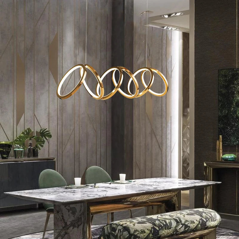 Anneau de luxe moderne suspension LED lumières pour salle à manger cuisine éclairage Lustre décor Lustre barre intérieure suspendus luminaires