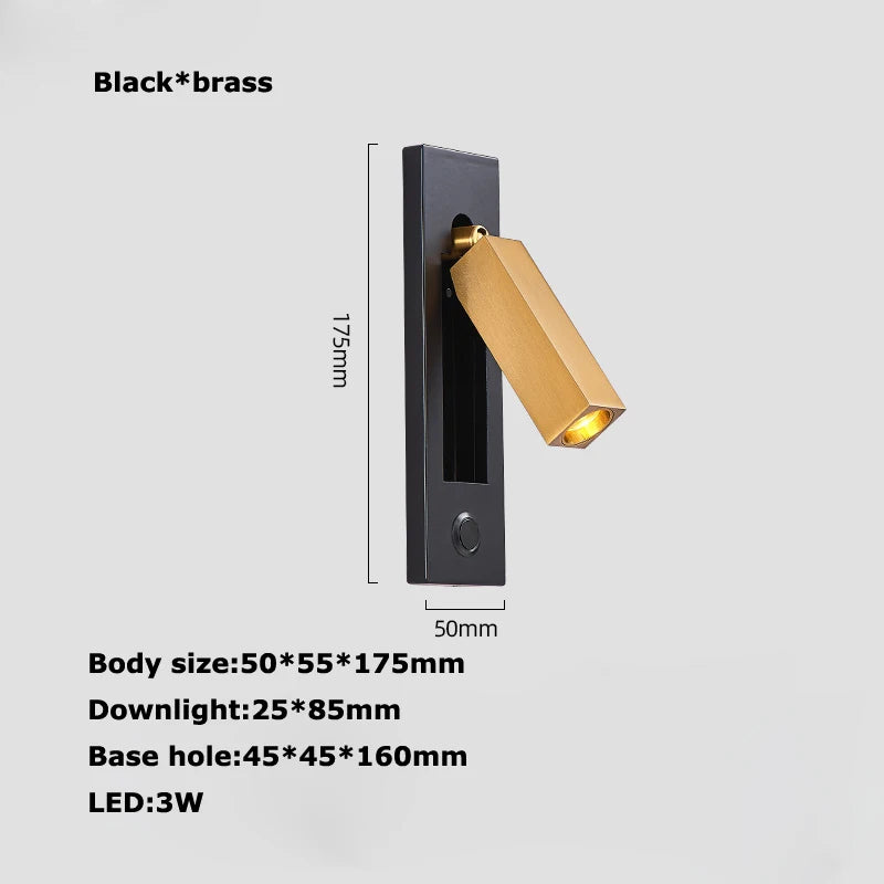 applique murale led rotative avec interrupteur pour lecture - vue 8 sur 21