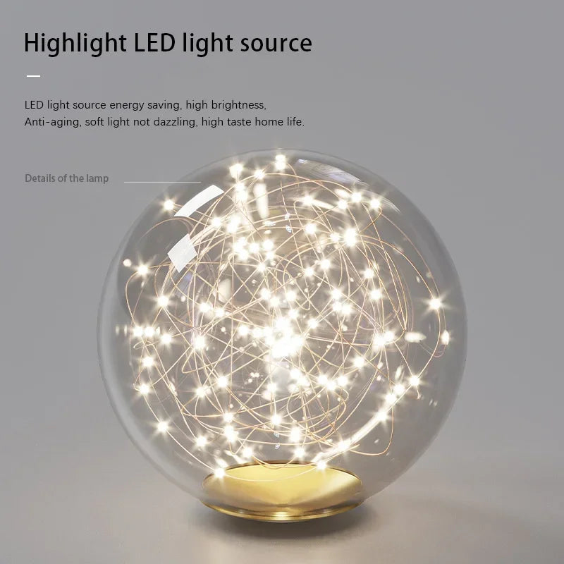 lustre nordique longue boule de verre or pour bar - vue 5 sur 12