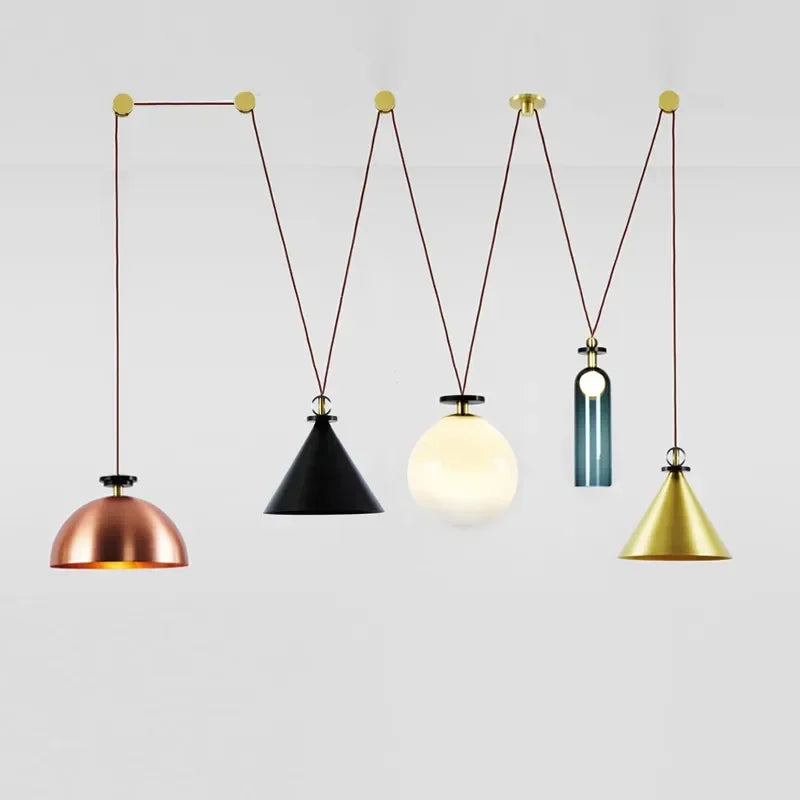 suspension en métal réglable design pour éclairage intérieur décoratif - vue 2 sur 25