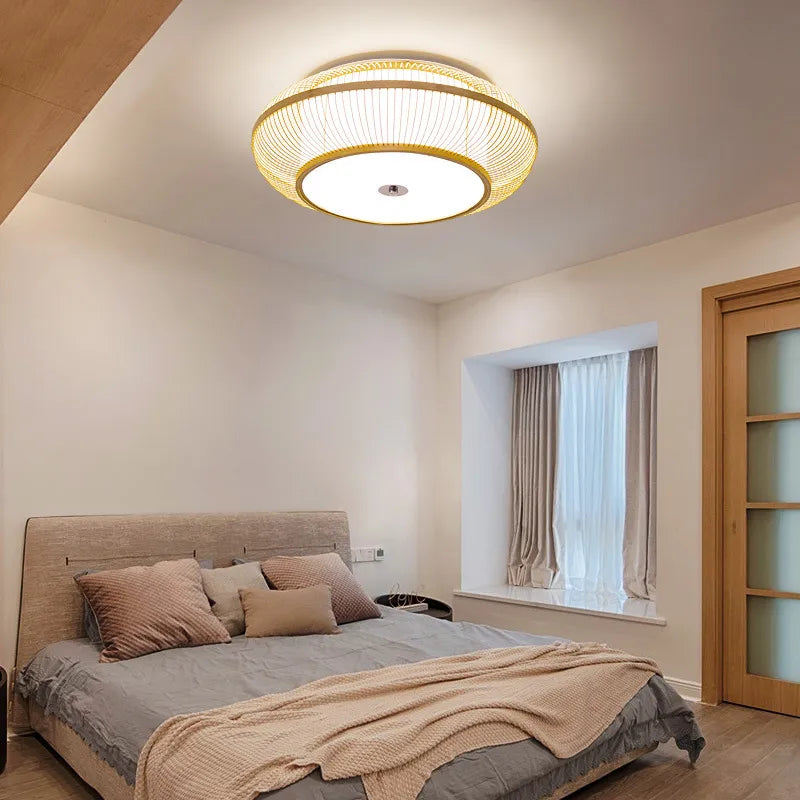 Plafonnier de Style chinois plafonnier en bois grande taille salon chambre lumière Foyer luminaires de cuisine lumières 45/50/60 cm