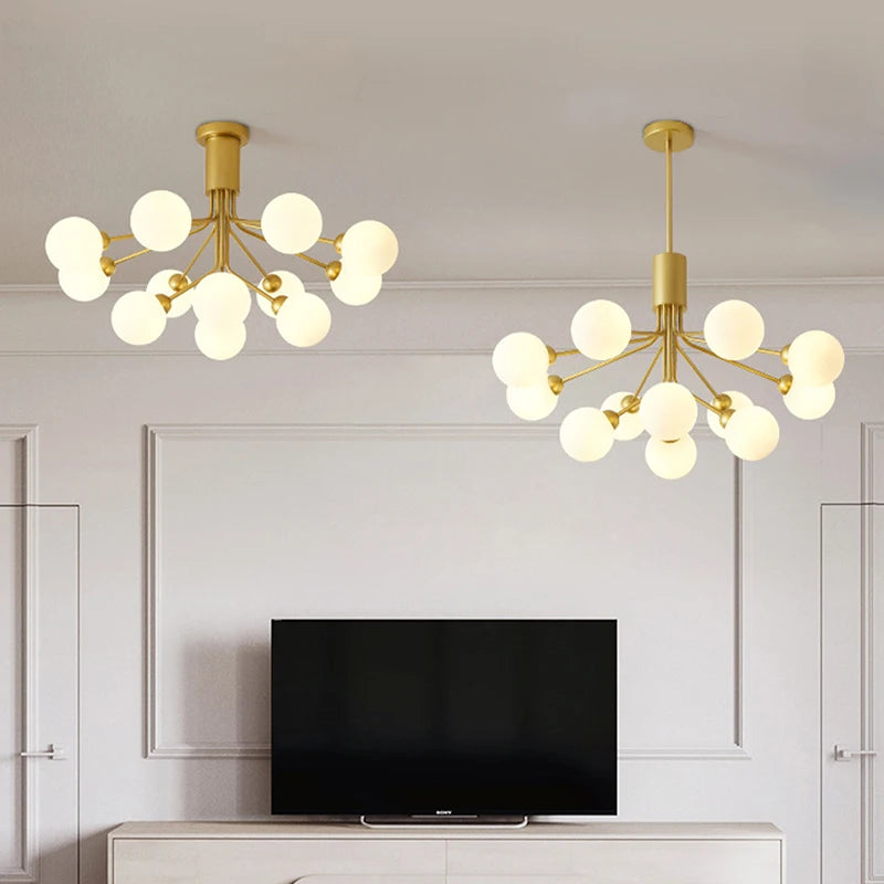 lustre nordique en verre moléculaire pour décoration intérieure - vue 4 sur 16