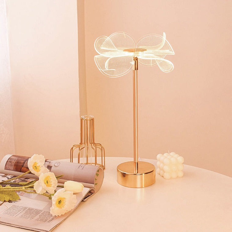 Vintage-style LED table lamp in gilded metal Anila