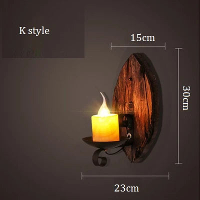 applique murale industrielle vintage en bois avec abat-jour en métal et verre - vue 10 sur 19
