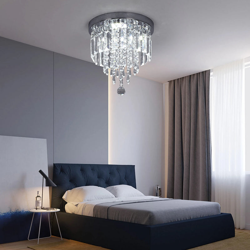 Plafonnier LED en cristal et acier inoxydable