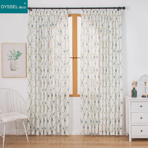 Rideau voile transparent motif floral style moderne salon