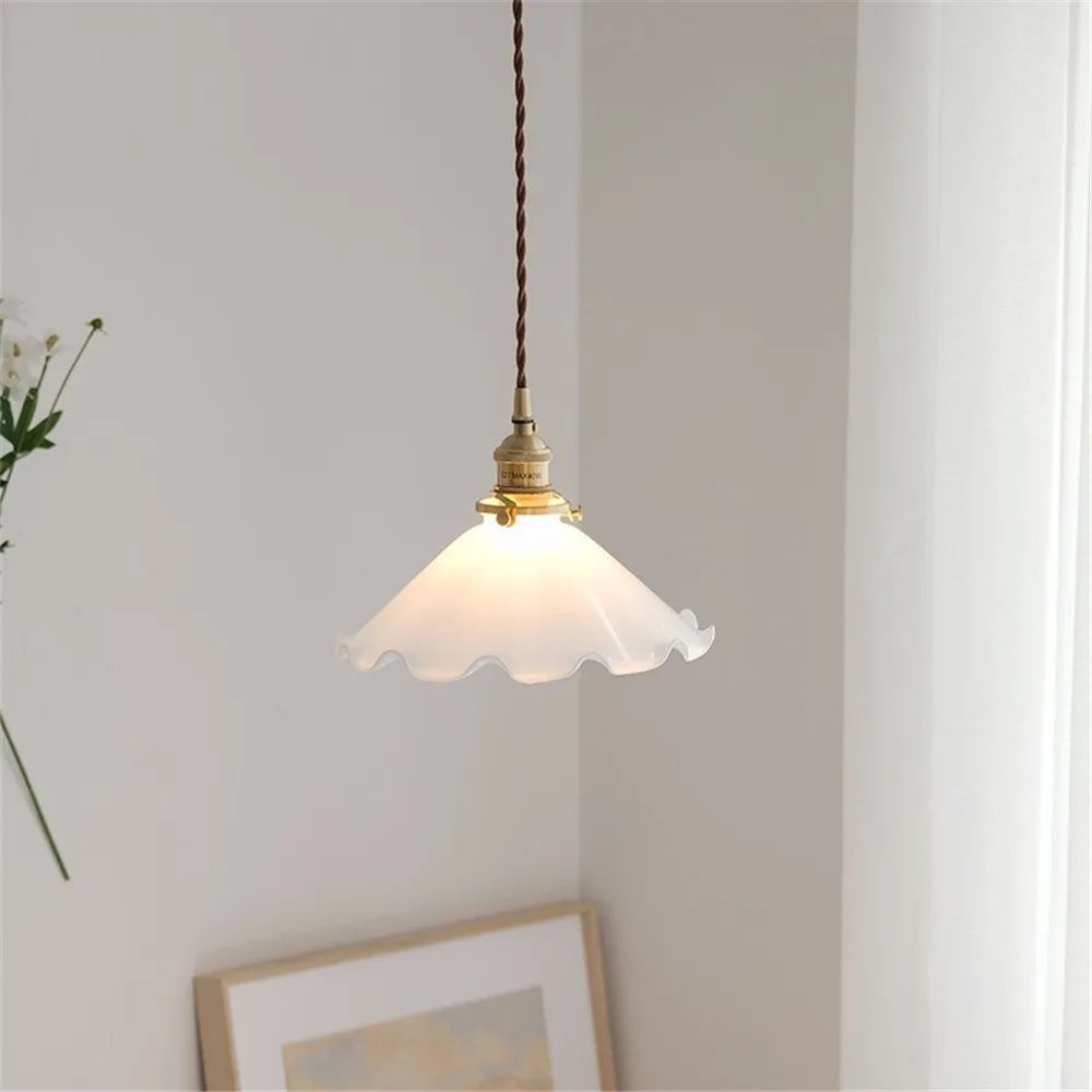 suspension vintage en laiton et verre pour décoration intérieure - vue 5 sur 6