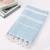 serviette de plage turque rayures pompons séchage rapide