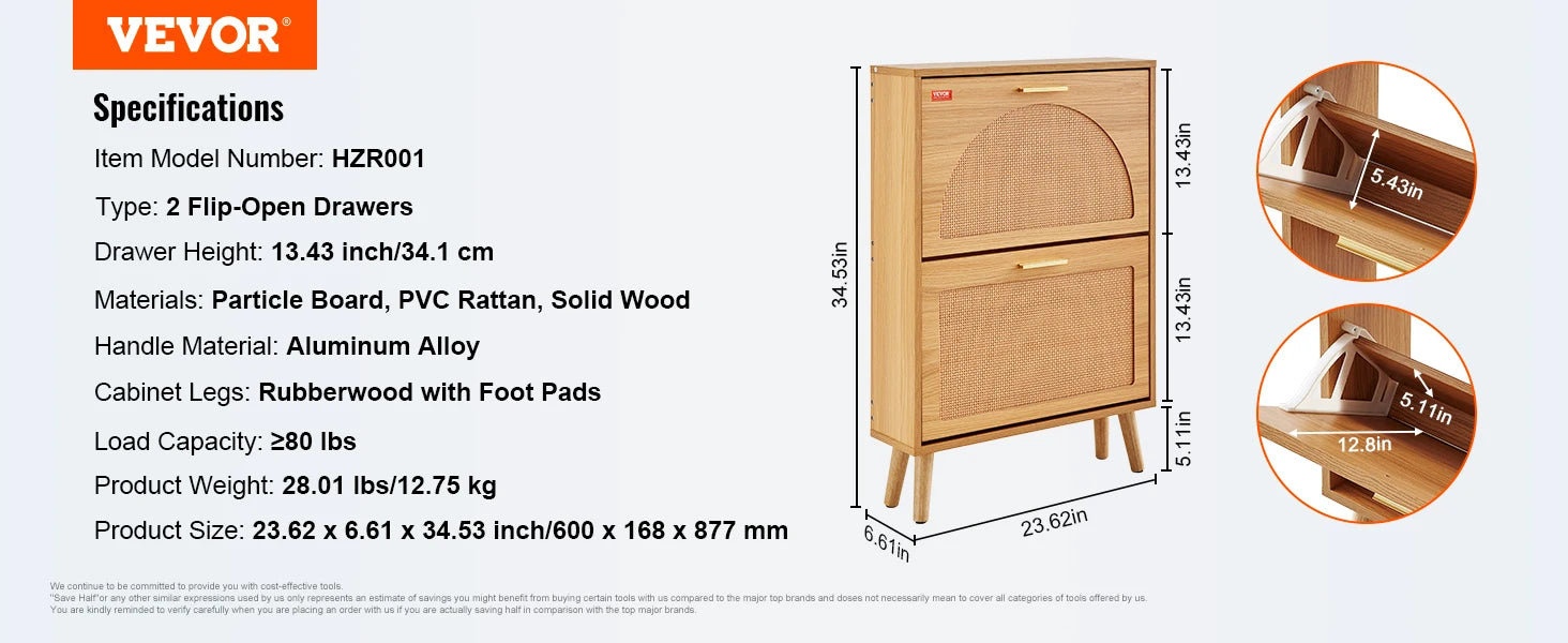 organisateur de rangement pour chaussures avec tiroirs en rotin et métal - vue 7 sur 10