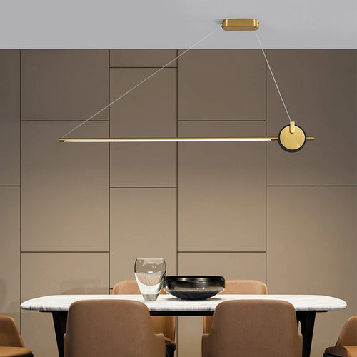 luminaire suspendu nordique simple longue bande déco maison - vue 6 sur 10