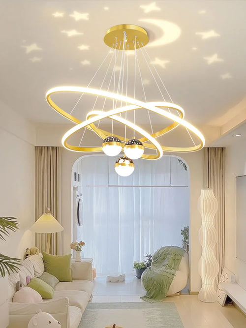 Lustre led anneaux circulaires étoile homedero - vue 5 sur 6
