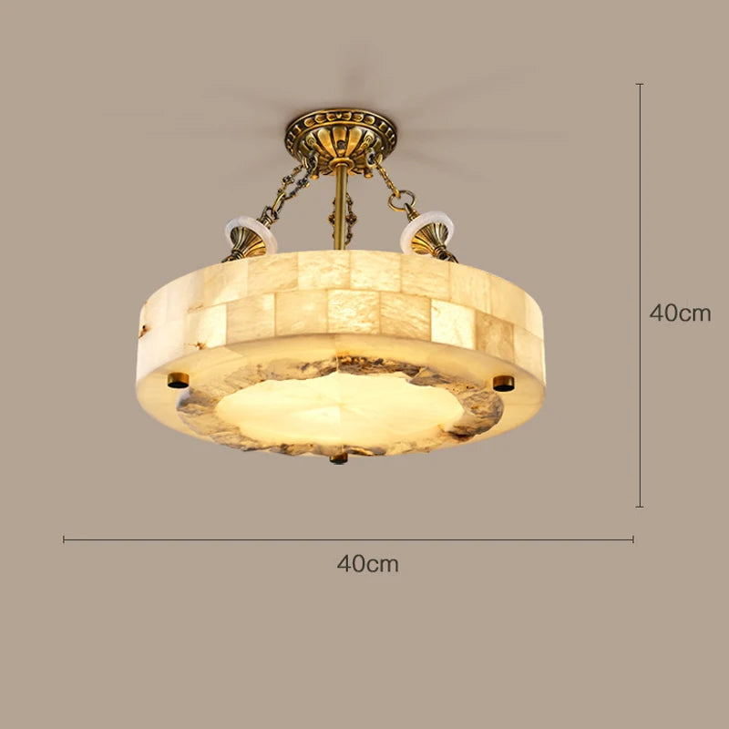 Luxueux plafonnier en marbre naturel circulaire 30CM 40CM chambre salon salle à manger Grand luminaire suspendu luminaire suspendu - vue 8 sur 9