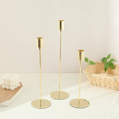 lot de 3 bougeoirs en métal décoration élégante pour mariage et fêtes - vue 13 sur 21