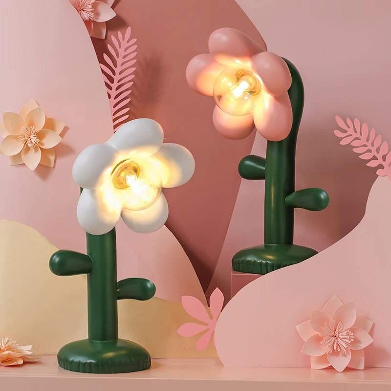 Lampe de table à fleurs créative