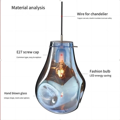 Suspension design moderne simple créatif en verre led nordique macaron - vue 7 sur 10