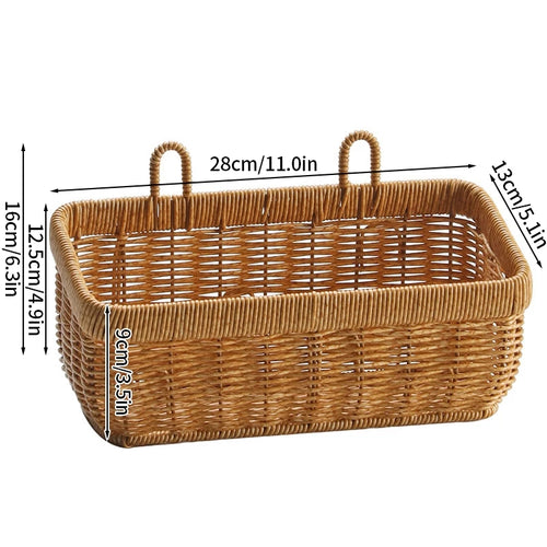panier en osier mural organisateur de rangement tissé pour légumes - vue 13 sur 16