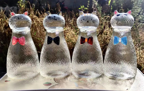 carafe en verre résistant motif chat style ludique