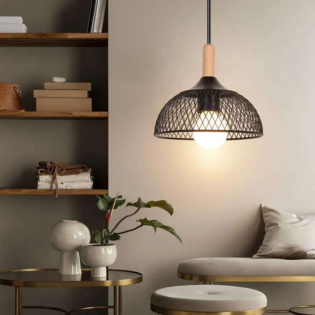 suspension moderne en métal noir pour décoration intérieure - vue 3 sur 7