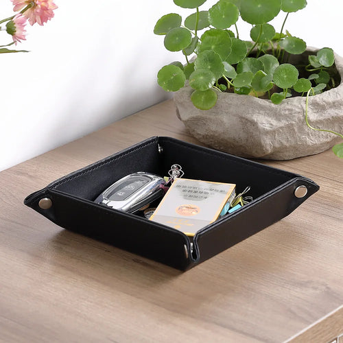 plateau de rangement en similicuir avec 5 compartiments pratiques - vue 11 sur 12