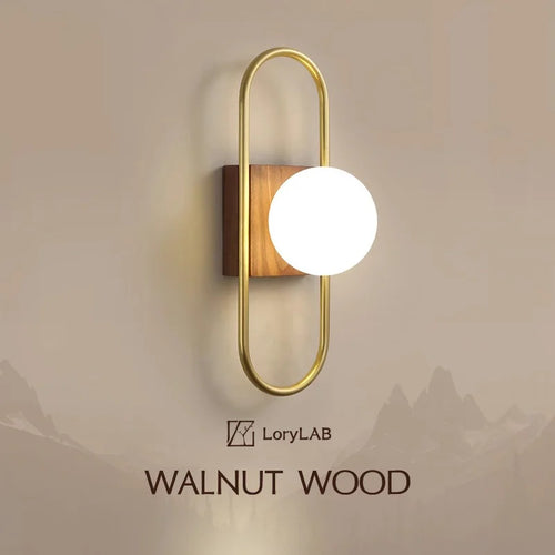 Brass Ring Opal Glass Walnut Color, French Retro Art Vintage Style, Wall Sconce Light for Living Room, Dining Room,Bedroom,Study