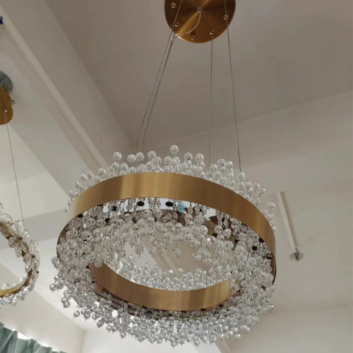 lustre moderne en cristal avec métal doré réglable - vue 4 sur 12