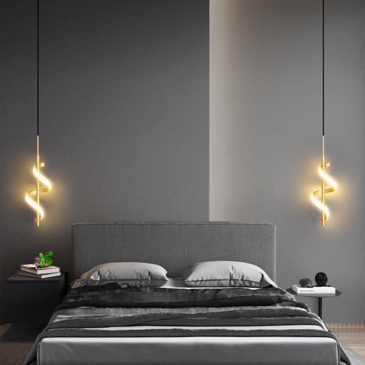 Suspension design LED métallique ondulé Polino - vue 2 sur 7