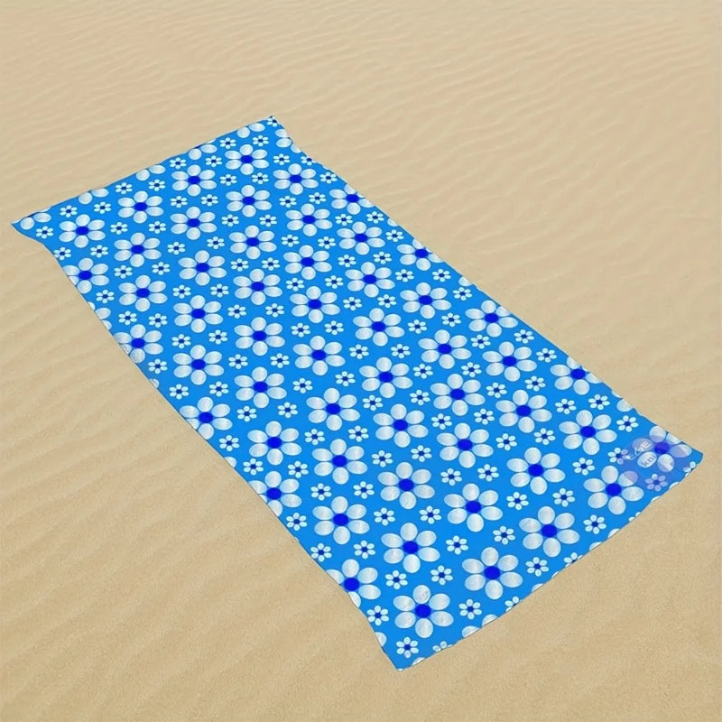 Serviette de plage microfibre motif floral vintage multiusage - vue 5 sur 7
