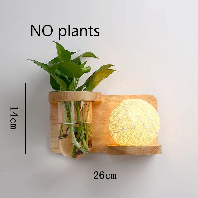 applique murale led en bois avec pot de plante nordique - vue 14 sur 23