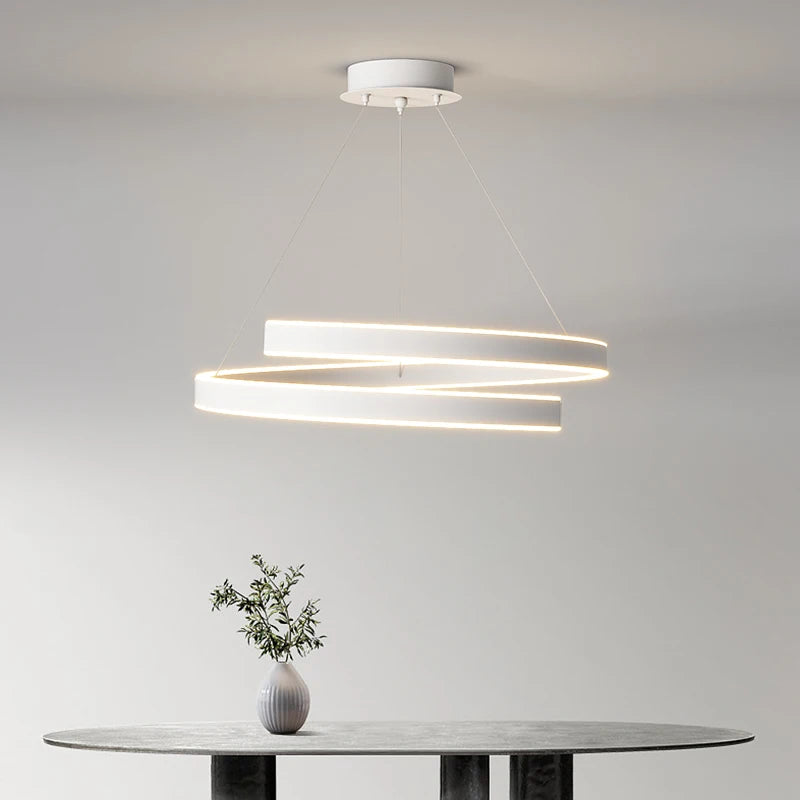 Suspension LED moderne lumières éclairage à la maison anneaux brossés plafond monté lustre éclairage lampe suspendue pour salle à manger chambre - vue 7 sur 12