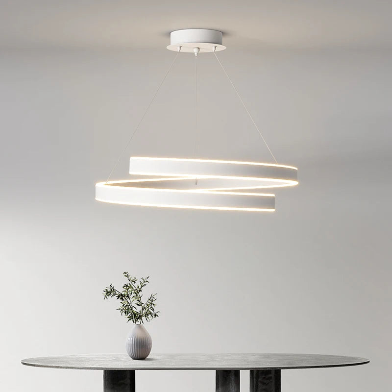 Suspension LED moderne lumières éclairage à la maison anneaux brossés plafond monté lustre éclairage lampe suspendue pour salle à manger chambre