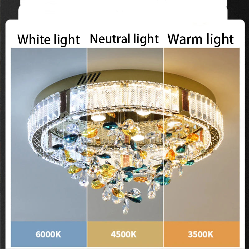 Plafonnier moderne en cristal luxe pour intérieur de villa - vue 5 sur 9