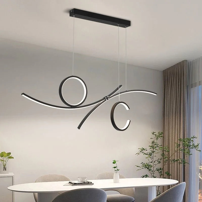 plafonnier led moderne design ondulé pour intérieur tendance 2024 - vue 5 sur 8