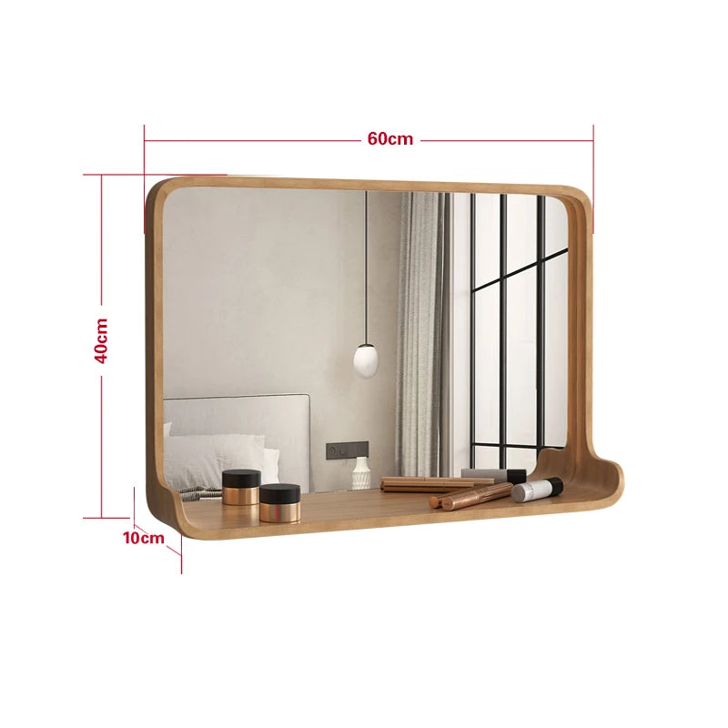 miroir en bois massif avec éclairage led et fixation murale - vue 12 sur 29
