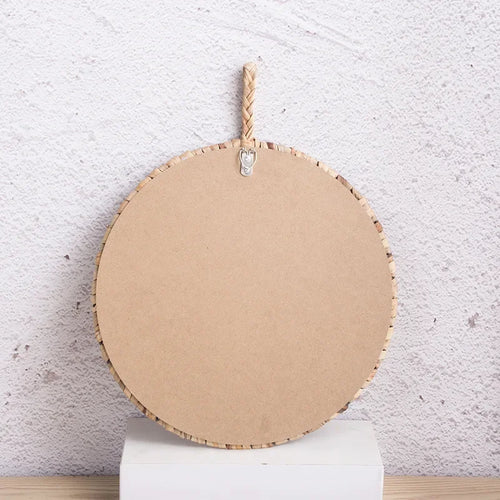 miroir décoratif tissé style rural en rotin fait main - vue 4 sur 5