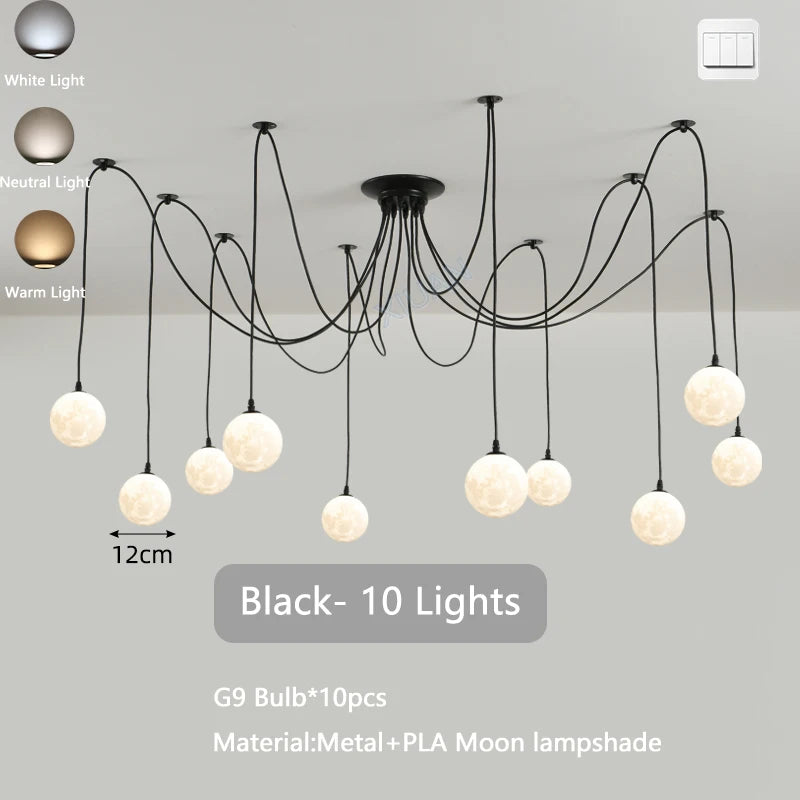 lustre multi lumières suspendues style nordique pour commerces - vue 10 sur 16