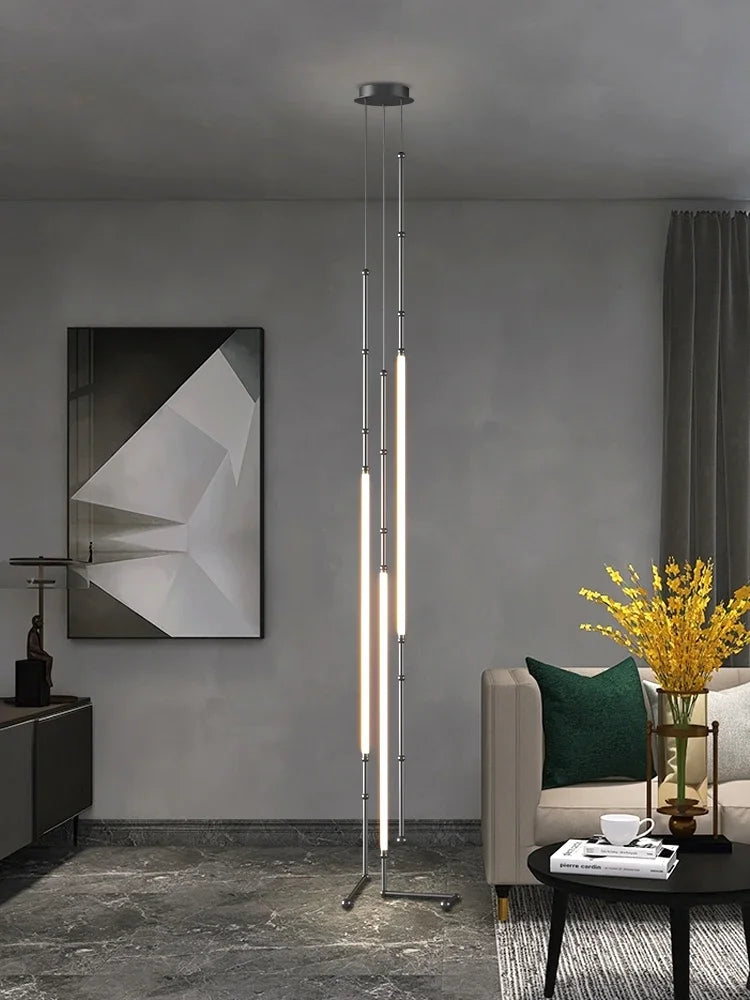 Italian New Restaurant LED Chandelier Modern Villa Living Room Creative Hanging Lamp Simple Line Lights Duplex Floor Chandeliers - vue 6 sur 16