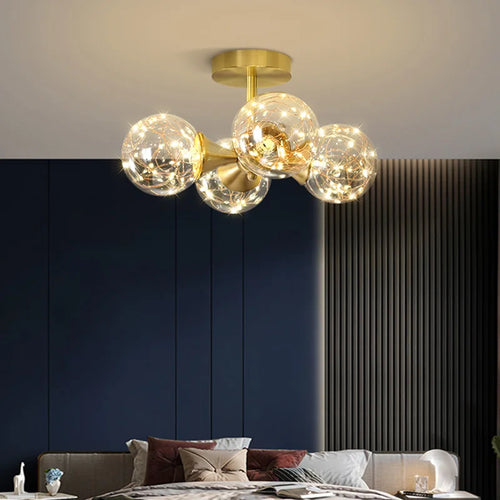 lustre moderne minimaliste en cuivre avec étoile led - vue 7 sur 23