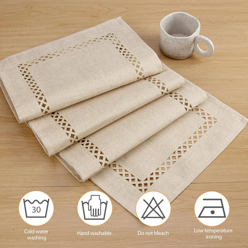 Chemin de table lin motif ajouré moderne chic