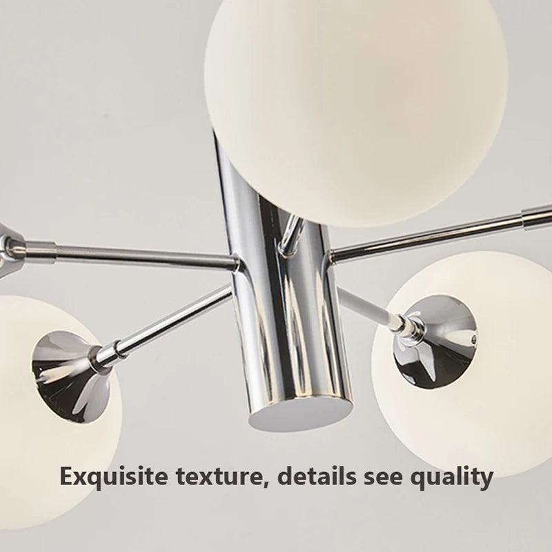 Lustre LED moderne pour chambre à coucher salle à manger lait blanc boule de verre cuisine décor à la maison