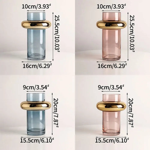 vase en verre doré nordique pour fleurs hydroponiques décoration intérieure