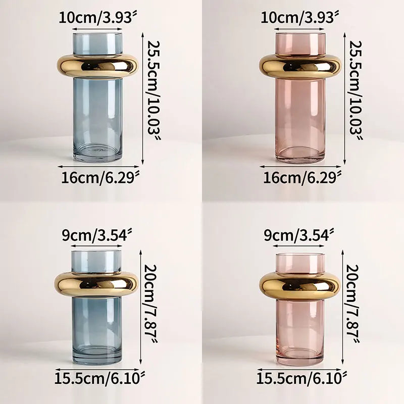 vase en verre doré nordique pour fleurs hydroponiques décoration intérieure - vue 7 sur 10