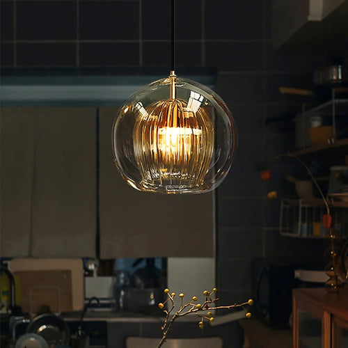 Suspension design boule nordique moderne en verre créative
