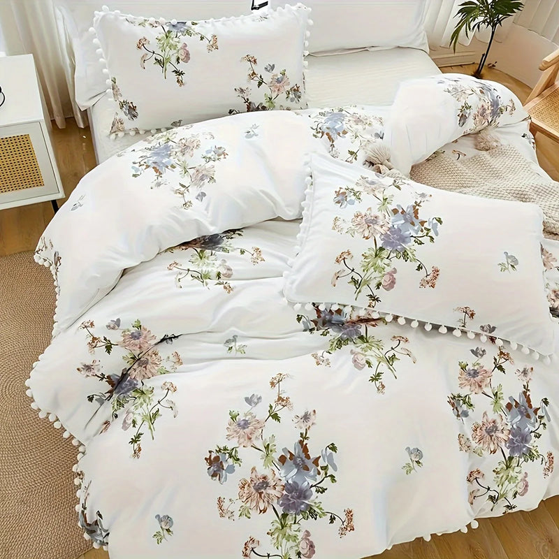 housse de couette imprimée motifs végétaux lot de trois doux et confortables