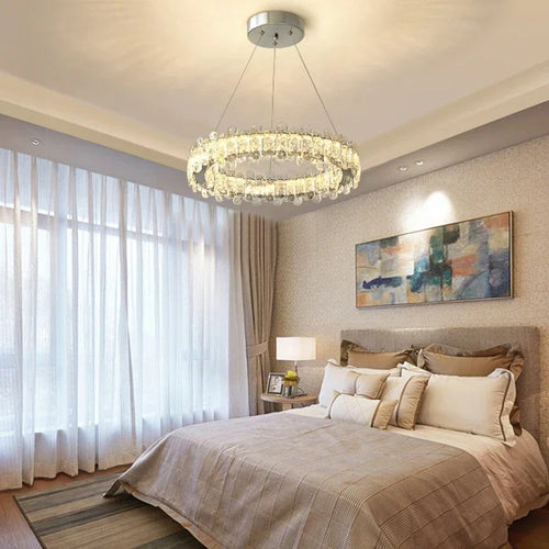 lustre moderne en cristal avec lampes led pour décoration - vue 4 sur 26