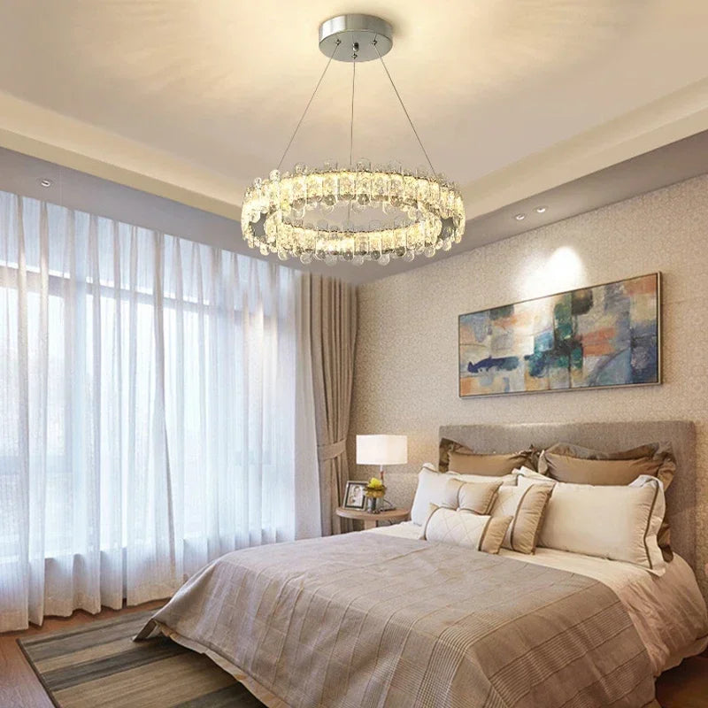 lustre moderne en cristal avec lampes led pour décoration - vue 3 sur 26