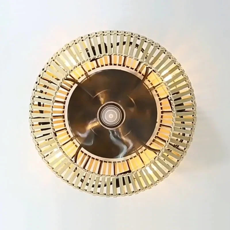 plafonnier ventilateur silencieux en bambou avec lumière et télécommande - vue 5 sur 7