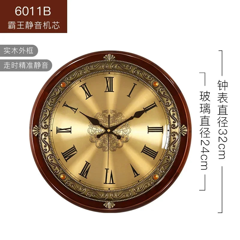 horloge murale luxe en bois et métal style rétro silencieuse - vue 13 sur 14