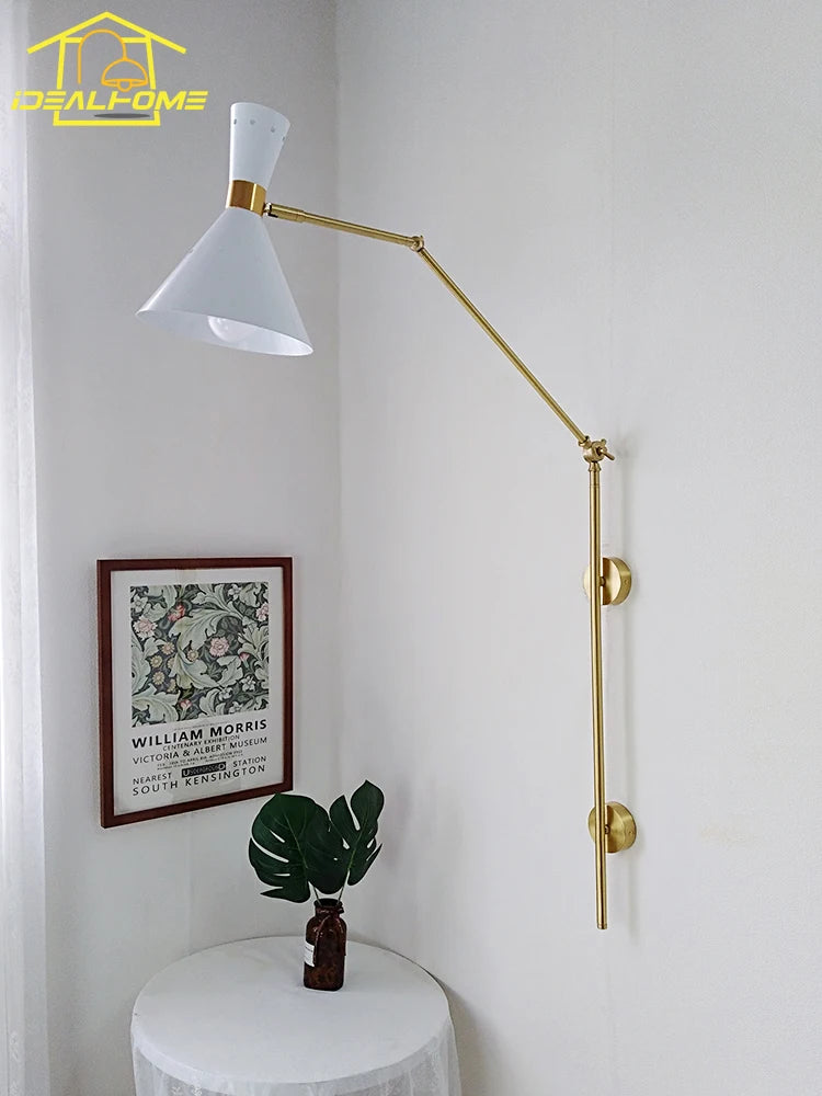 applique murale de luxe pivotante en laiton design industriel lumineux - vue 2 sur 8