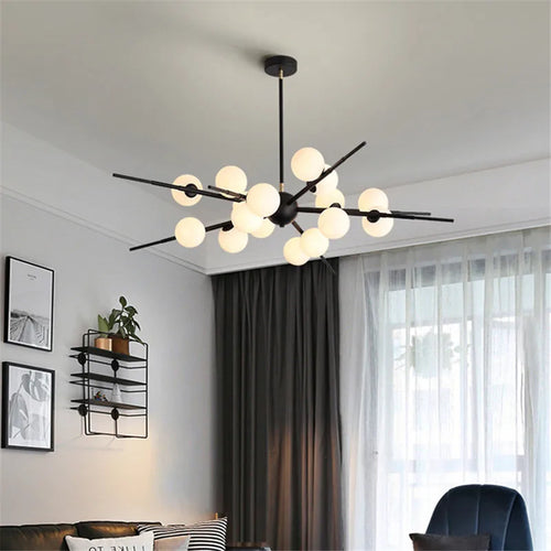 lustre design bauhaus sputnik en verre pour éclairage moderne - vue 2 sur 9
